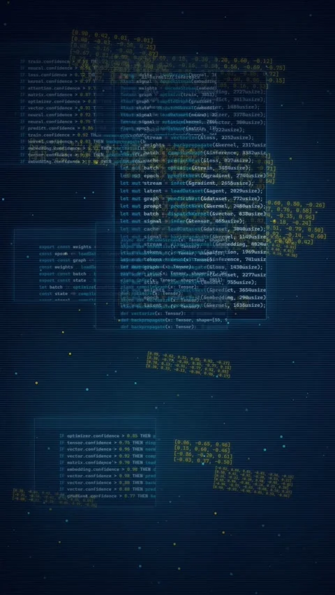 Futuristic Digital Code Background with Data Stream Animation Stock Footage 335341168