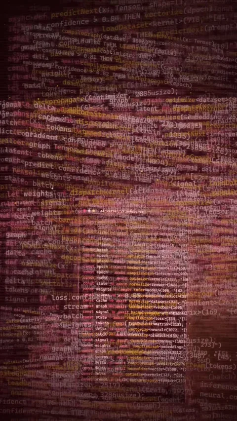 Futuristic Digital Code Background with Glowing Red and Orange Text Stock-Footage 335372359