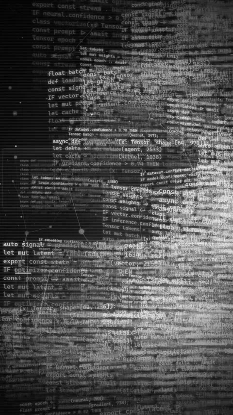 Futuristic Digital Code Background with Programming Text Overlay 動画素材 335341528