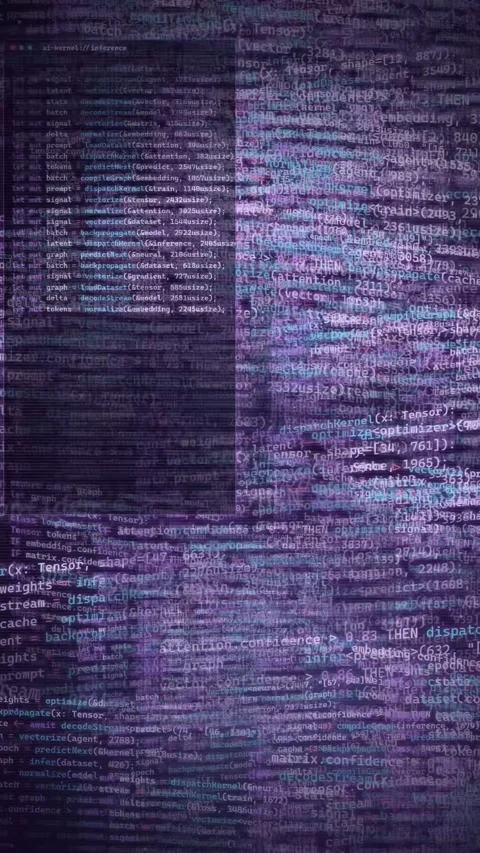 Futuristic Digital Code Background with Purple and Blue Glow Stock-Footage 335372379