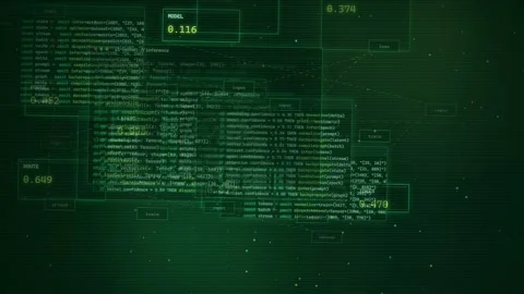 Futuristic Digital Code Data Stream Green Matrix Background Stock Footage 335357406