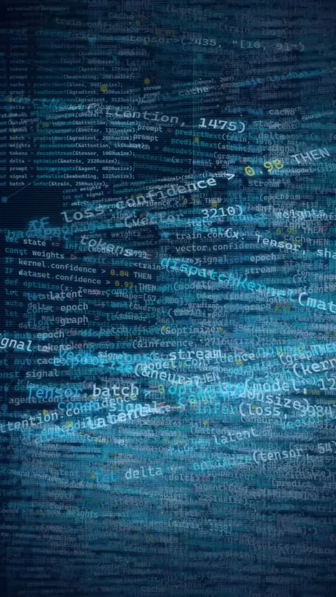 Futuristic Digital Code Stream Background for Software Development Stockbeeldmateriaal 335341358