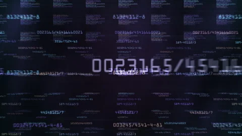 Futuristic Digital Code Stream Numbers Background, Glowing Data Elements Stock Footage 322012284