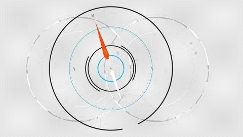 Futuristic digital compass interface pointing north for navigation Stock Footage 340500887