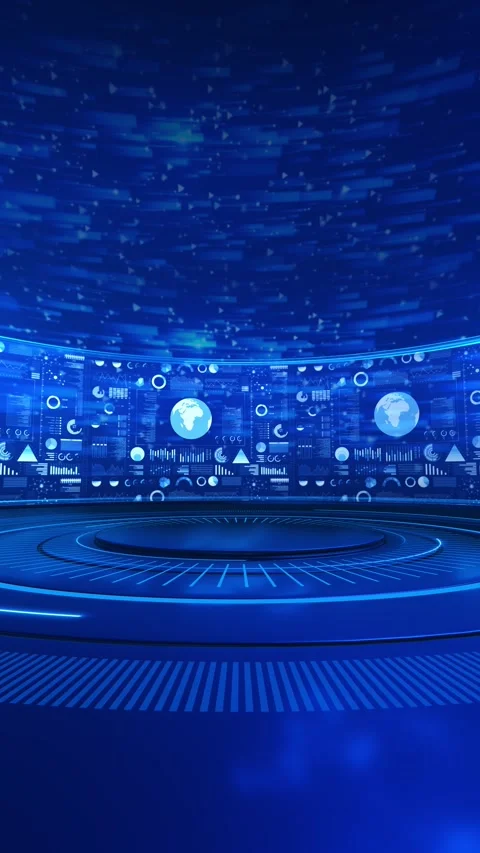 Futuristic Digital Control Room Data Analytics Dashboard Screen room analytics d Stock Footage 341907066
