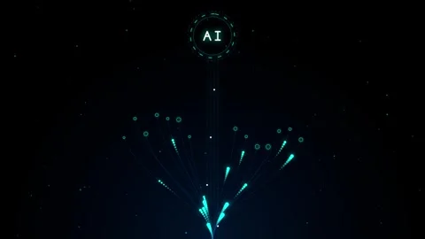 Futuristic Digital Core and Neural Data Stream Loop Stock Footage 345255343