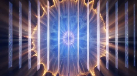 Futuristic digital corridor with glowing sphere Stock Footage 331457663