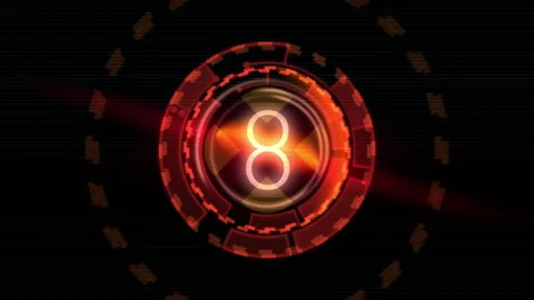 Futuristic Digital Countdown Display with Warm Neon Light Effects Stock Footage 304098070