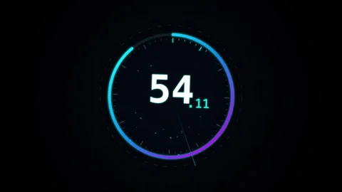 Futuristic Digital Countdown Timer from 60 to 0 Seconds with Circular Progr.. Stock Footage 337482427