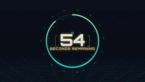 Futuristic Digital Countdown Timer from 60 to 0 Seconds with HUD Style Inte.. Stock Footage 337482448