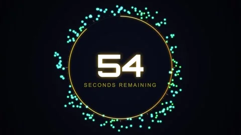Futuristic Digital Countdown Timer from 60 to 1 with Dynamic Particle Anima.. Stock Footage 337482460