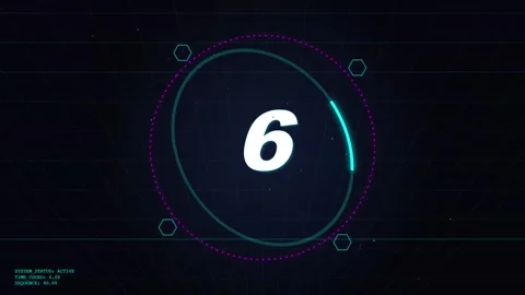 Futuristic Digital Countdown Timer Animation with HUD Elements Stock Footage 346739547