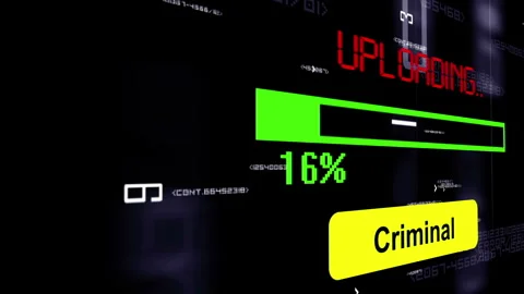Futuristic Digital Criminal Concept with Cybersecurity Warning Interface Stock Footage 344908503