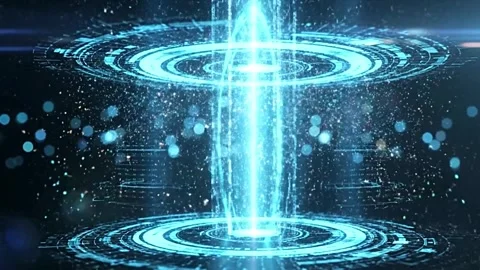 Futuristic Digital Cube Activation with Holographic Key and Electric Lines Stock Footage 333632392