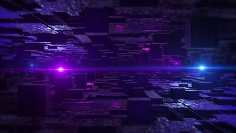 Futuristic Digital Cube Grid Abstract Technology Background cube grid environmen Stock Footage 341903579