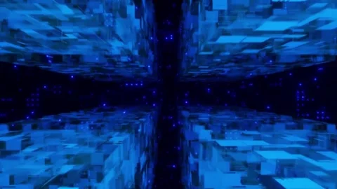 Futuristic Digital Cube Tunnel Animation Stock-Footage 337948957