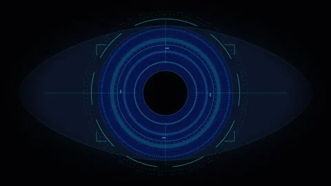 Futuristic digital cyber eye hud interface technology loop motion graphic Stock Footage 346737914
