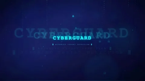 Futuristic Digital Cyber Security Interface with Glowing Text and Data Stream Stock Footage 336779805
