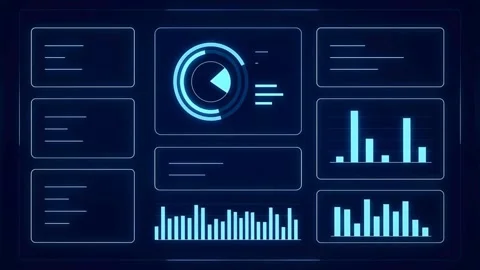 Futuristic Digital Dashboard with Animated Data Charts Stock Footage 334572861