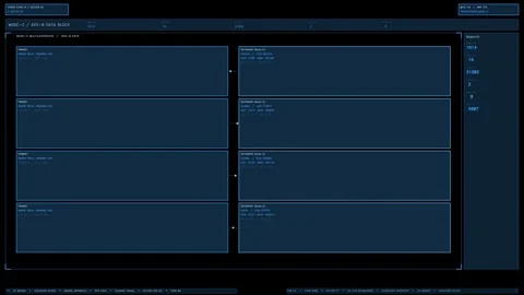 Futuristic digital dashboard interface with animated data processing and ra.. Stock Footage 337786205