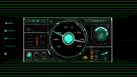Futuristic Digital Dashboard Interface Display with Data Indicators and Charts Stock-Footage 310209152