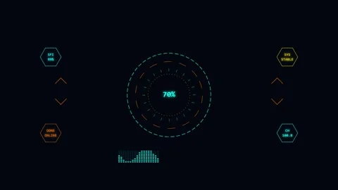 Futuristic digital dashboard interface displaying fluctuating percentage da.. 動画素材 343820915