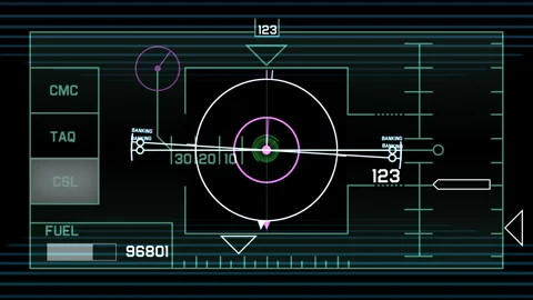 Futuristic Digital Dashboard Interface with Radar and Measurement Indicators Stock Footage 310225289