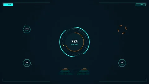 Futuristic digital dashboard tracking oxygen levels on high tech dark grid .. Video stock 342440247