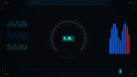 Futuristic Digital Dashboard UI with Data Analytics, Graphs, and Charts Stock Footage 347562459