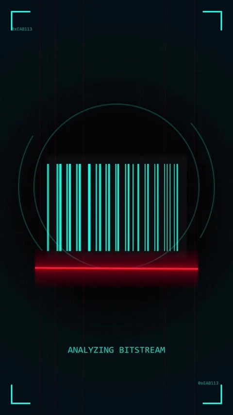 Futuristic Digital Data Analysis Screen with Scanning Bitstream Interface 動画素材 346203158