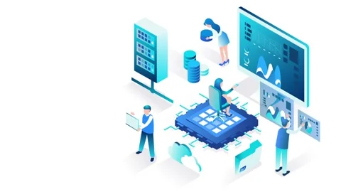 Futuristic Digital Data Analysis with Team Collaboration and Technology Ins.. Stock Footage 341920045