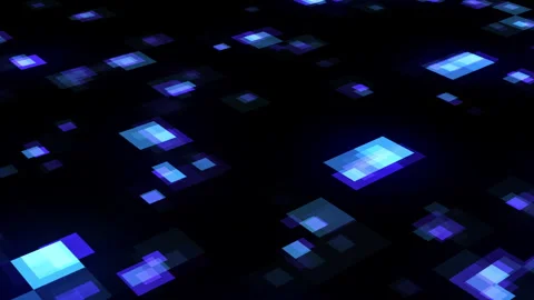 Futuristic  Digital Data Blocks with Flickering Blue Technology Background Stock Footage 340762804