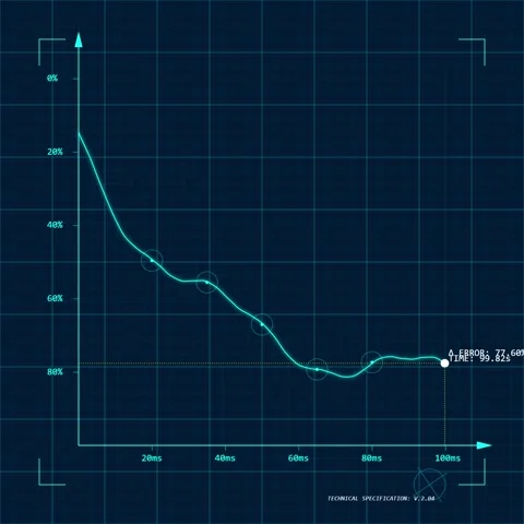 Futuristic Digital Data Chart Showing Downward Trend with Glowing Lines and.. Stock Footage 347263969