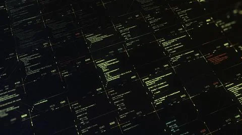 Futuristic digital data code on black color screen. Animation. The abstract high Stock Illustration