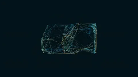 Futuristic digital data connection network abstract wireframe visualization Stock Footage 341059378