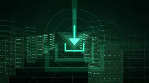 Futuristic Digital Data Download Technology Background with Matrix Code and 動画素材 341454718