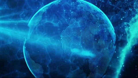Futuristic Digital data earth network. Global technology background Stock Footage 84038792