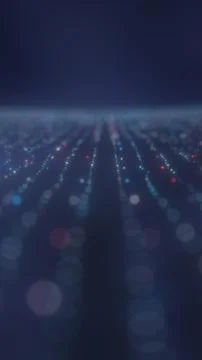 Futuristic digital data field with glowing bokeh particles in perspective o.. Stock Illustration