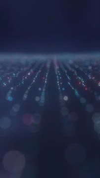 Futuristic digital data field with glowing bokeh particles in perspective o.. イラスト素材