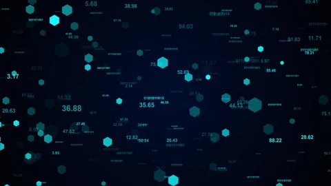 Futuristic Digital Data Flow with Hexagons and Numbers Background Stock Footage 339380295