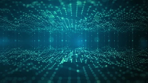 Futuristic digital data grid with glowing dots forming a technology network. Video stock 308050059