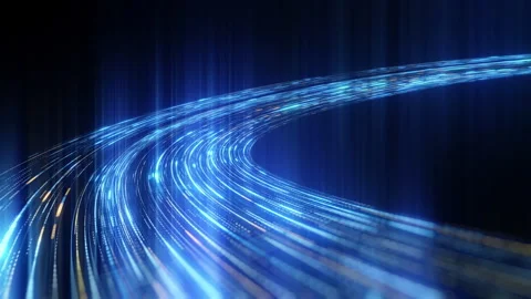 Futuristic Digital Data Highway with Glowing Light Trails Видео 331090405