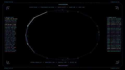 Futuristic Digital Data Interface and Cyber Monitoring HUD Stockbeeldmateriaal 347004584