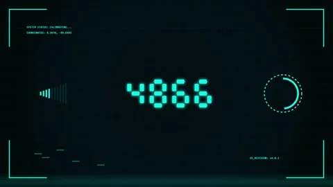 Futuristic digital data interface display with glowing neon blue cyber numb.. Stock Footage 346004828