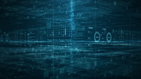 Futuristic Digital Data Interface with Dynamic Numbers and Analytics Video stock 264220467