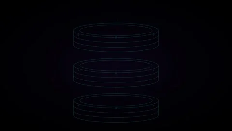 Futuristic digital data layers animation with glowing neon circular hud int.. Stock-Footage 344861851
