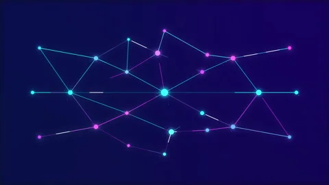 Futuristic digital data network with glowing nodes and connection lines 스톡 동영상 347248679