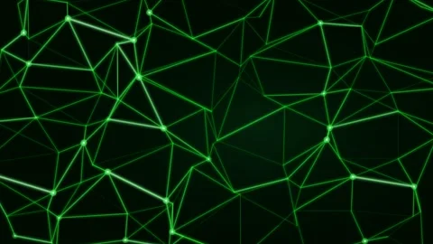 Futuristic digital data network grid connecting glowing green abstract node.. Stock Footage 336836619
