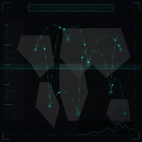Futuristic Digital Data Network HUD Interface with Glowing Lines and Nodes 스톡 동영상 346283124