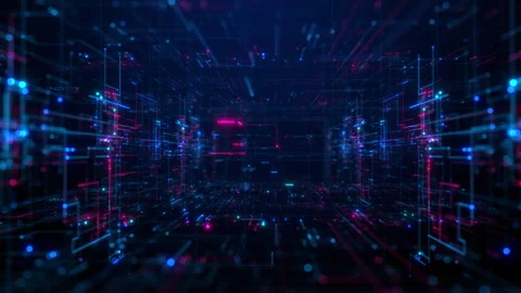 Futuristic Digital Data Network Visualization, Abstract of a futuristic Stock Footage 277557957